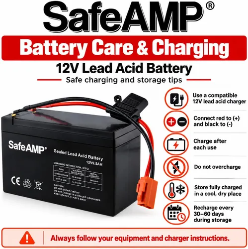 Vista 6 de SafeAMP 12V 9.5Ah Battery for Ride-On Toys, Red 2-Pin