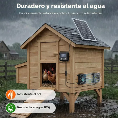 Vista 6 de Ventilador accionado solar con batería de 7500 mAh, ventilador de escape