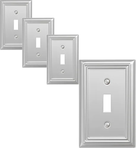 Vista 10 de OKAWYC Adler - Placa de pared de metal para interruptor de luz de palanca/decorador, paquete de 2 unidades, níquel cepillado, 2 Gang