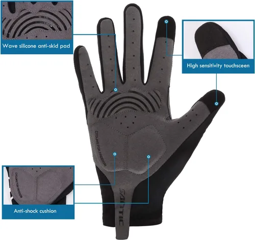 Vista 3 de Santic Guantes de ciclismo para hombre, guantes térmicos de invierno para pantalla táctil