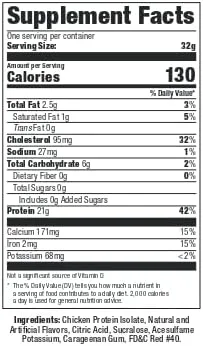 Vista 2 de Ultimate Nutrition Proteína de pollo aislado sin gluten Fresa porción individual (1.13 oz)