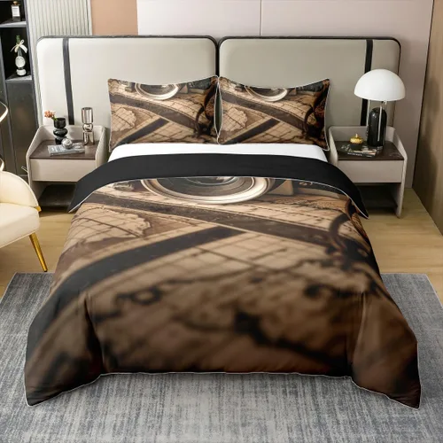 Vista 24 de Homewish Theater Cinema Poster 100% Cotton Duvet Cover Twin Size,Retro Movie Bedding Set 2Pcs for Kids Girls Boys Room Decor,Popcorn Comforter Cover