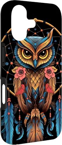 Vista 3 de Funda para iPhone 17 con diseño de plumas indias nativas americanas y búho