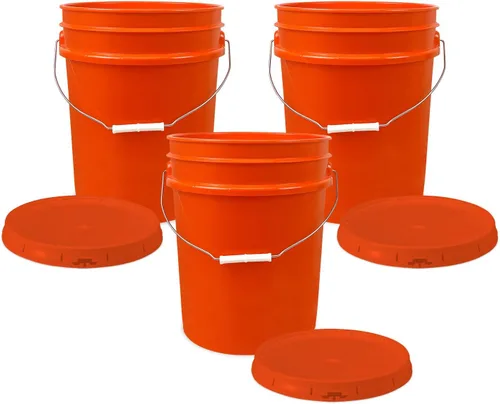 Vista 9 de Cubo de 5 Galones con Tapa Hermética Fabricado en EE. UU. Grado Alimenticio Plástico Premium HPDE Resistente Cubo Multiusos Duradero de 90