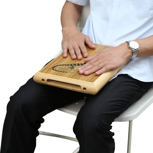 Vista 6 de GECKO - Cajón de viaje, instrumento de percusión de madera de cebra con cuerdas internas de guitarra, tamaño compacto, portátil