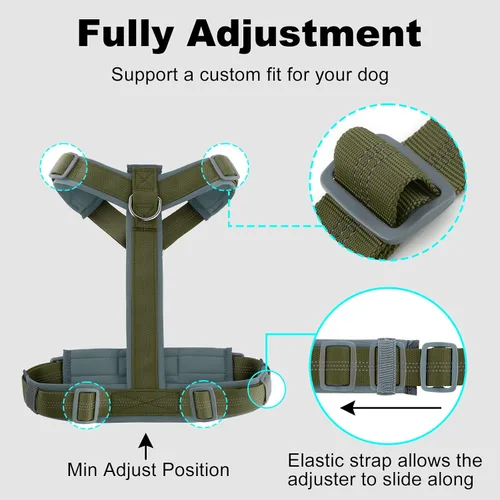 Vista 65 de Arnés para perro Plutus Pet sin tirón, arnés ajustable de nylon con acolchado suave, arnés para perro reflectante y resistente para perros pequeños