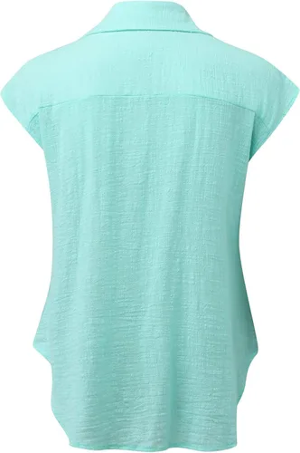 Vista 35 de Ceboyel Camisas para mujer de moda de verano, algodón, lino, manga corta, cuello con botones, blusa casual para mujer 2023