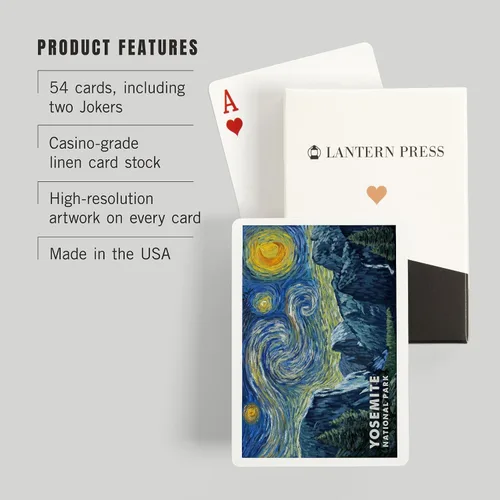 Vista 3 de Lantern Press Yosemite National Park, California, Starry Night, 52 Playing Cards for Adults, Poker Size Card Deck