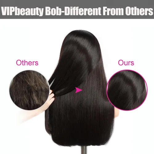Vista 2 de Pelucas de cabello humano lacio con encaje frontal de hueso de 13 x 4 para mujeres negras, densidad del 200 %, peluca frontal de encaje transparente