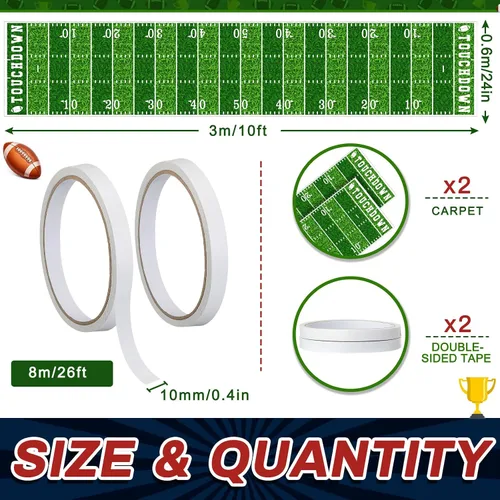 Vista 2 de Boao Suministros para fiestas de fútbol de 10 pies, para pasillos de campo, mantel de aterrizaje para el día del juego, suministros de letreros