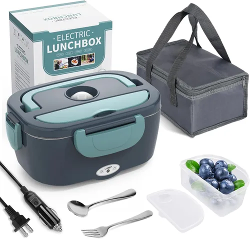 Vista 8 de Herrfilk Lonchera eléctrica, calentador de alimentos 3 en 1 ultra rápido para adultos, calentador de alimentos portátil 12V/24V/110V