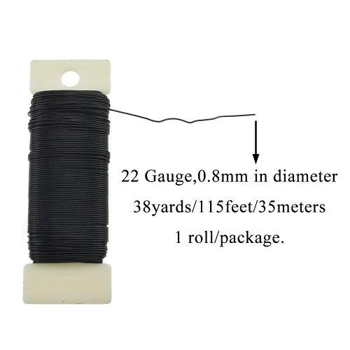 Vista 2 de HAHIYO Alambre Negro de Calibre 22 - 1 Rollo, 38 Yardas (115 Pies) Alambre Floral Flexible para Manualidades, Coronas de Navidad, Arreglos