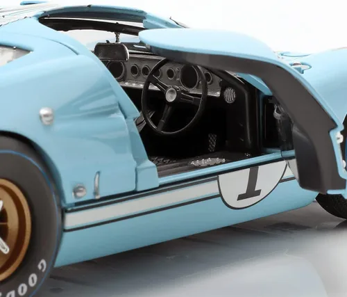 Vista 5 de 1966 Ford GT 40 MK II RHD (volante a la derecha) #1 Millas azul claro - Hulme Le Mans 1/18 modelo de auto fundido a troquel por Shelby Collectibles
