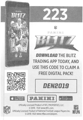 Vista 2 de Panini Album Sticker de fútbol de la NFL 2019 #223 Denver Broncos Logo Denver Broncos Foil