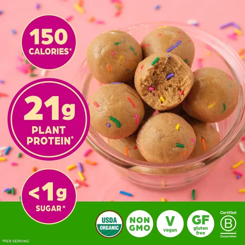 Vista 6 de Orgain - Proteína vegana orgánica en polvo, pastel de cumpleaños - 21g de proteína a base de plantas, 7g de fibra prebiótica, bajo en carbohidratos