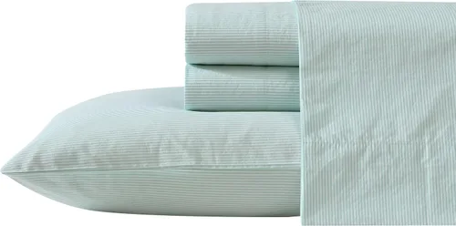 Vista 32 de Nautica - Sábanas, juego de ropa de cama de percal de algodón con funda de almohada a juego, vigorizante y fresco, bolsillo profundo
