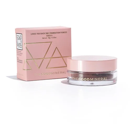 Vista 16 de The Good Mineral Loves-You-Back Base de maquillaje mineral en polvo 3 en 1 (CARAMEL 3) Diseñada para pieles sensibles y propensas al acné para una