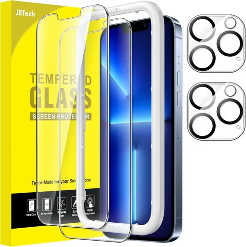 Vista 16 de JETech Protector de pantalla para iPhone 11 de 6.1 pulgadas con protector de lente de cámara, película de vidrio templado, paquete de 2