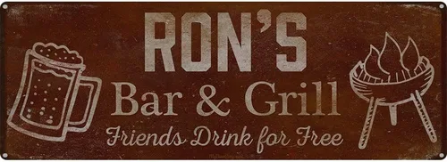 Vista 87 de Adam's Bar and Grill Friends Drink for Free, cartel de aluminio de 5.75 x 15.5 pulgadas, accesorios personalizados para bar y decoración de pared