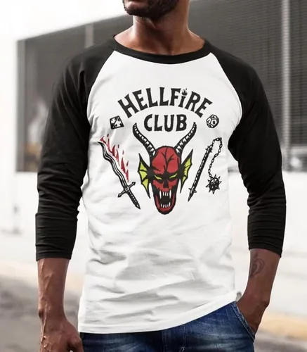 Vista 2 de Stranger Things Camiseta de manga larga raglán para adulto Hellfire Club
