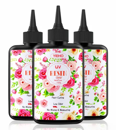 Vista 7 de YIEHO Resina UV – Resina epoxi de curado UV duro y transparente mejorada, suministros para principiantes para fabricación de joyas artesanales, 3.53