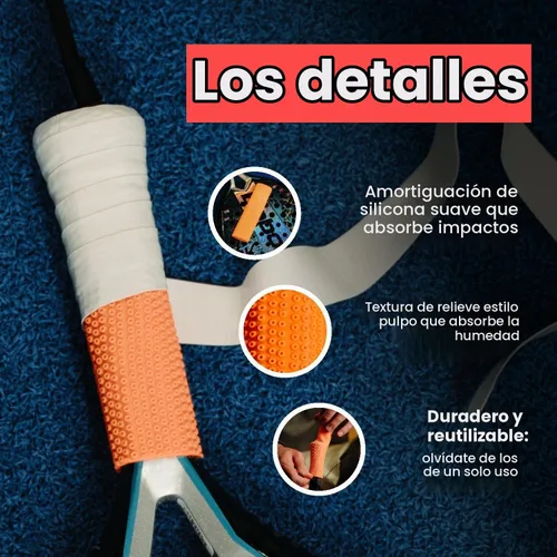 Vista 2 de Padel Grip – Soft Silicone Padel Racket Grip, Octopus, Orange