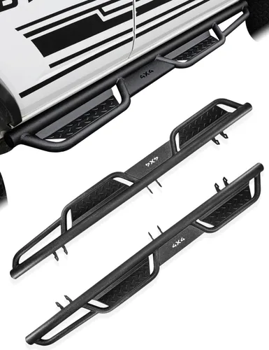 Vista 7 de JROAD Bronco - Estribos laterales compatibles con accesorios Ford Bronco 2021 2022 2023 2/4 puertas con riel de roca, acero al carbono