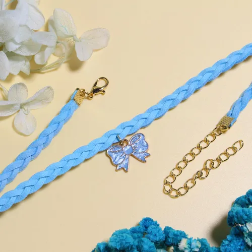 Vista 4 de Nova&Aria Chokers Set For Women Heart Choker Necklaces Flower Pendant Velvet Cute Pink Turquoise Blue White Black Choker Necklace Christmas Colorful