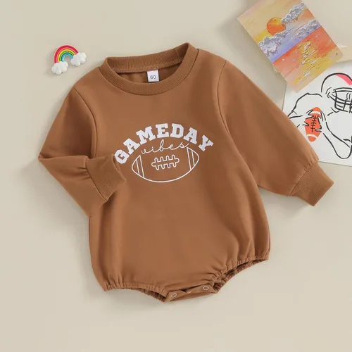 Vista 2 de MERSARIPHY Sudadera de fútbol para bebé, traje de manga larga con letras divertidas, ropa de otoño e invierno