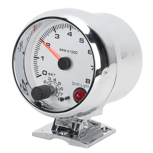 Vista 8 de Tacómetro de coche de 3.75 pulgadas, 0-8000 RPM, 7 luces de fondo de color, medidor de tacómetro, para vehículos de gasolina de 4/6/8 cilindros y 12