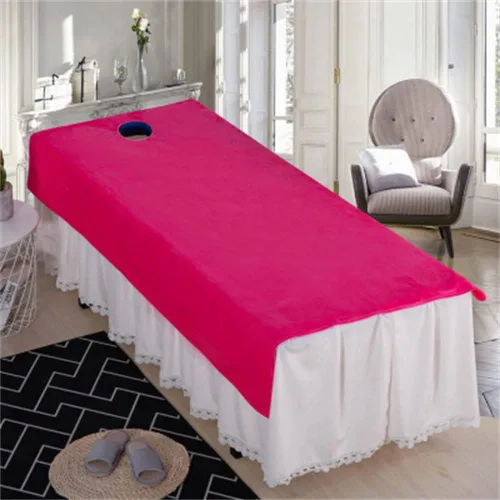 Vista 4 de Darley Funda de sábanas de belleza suave con agujero facial, funda de sábana de masaje reutilizable, sábanas de centro de spa, color sólido