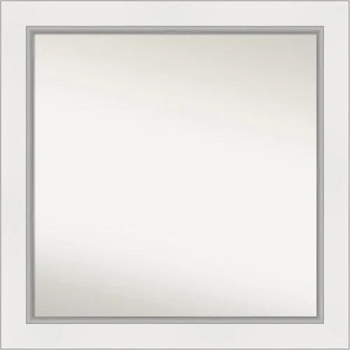 Vista 8 de Amanti Art Espejo de baño plateado para sobre el fregadero, espejo cuadrado de níquel cepillado de 30 x 30 pulgadas, marco moderno grande, se cuelga