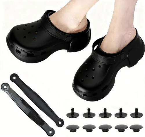 Vista 3 de Piezas de repuesto para correa de cocodrilo para hombres y mujeres, correas de repuesto duraderas para zuecos Croc con soporte integrado y remaches