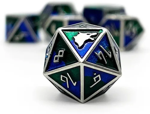 Vista 16 de Norse Foundry Banshee Wail - Juego de 7 dados poliédricos de metal completo para juegos de matemáticas DND Pathfinder