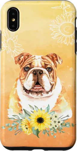 Vista 11 de iPhone 16 Cute English Bulldog Dog Bully - Sunflower Floral Flowers Case