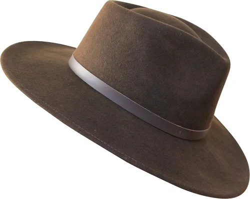 Vista 3 de BS Premium Lewis - Sombrero Fedora de ala ancha fieltro 100 lana resistente al agua banda de cuero