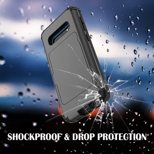 Vista 6 de WeLoveCase Funda tipo cartera para Galaxy S10 Defender con espejo oculto, tres capas a prueba de golpes, protección resistente, funda protectora