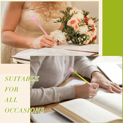 Vista 3 de Yexiya 60 bolígrafos con diseño de flores que cambian de color, regalos para madres y profesores, bolígrafos a granel de 0.020 in, tulipán, rosa