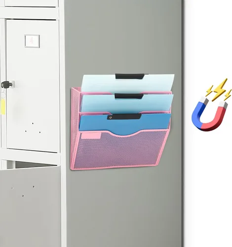 Vista 31 de EASEPRES Organizador de archivos de malla de 3 bolsillos para colgar en la pared, carpeta de papel para correo montada en la pared, organizador