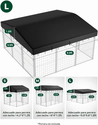 Vista 6 de PawGiant Funda de repuesto para perrera para exteriores, cubierta impermeable 420D resistente a los rayos UV para recinto grande de 9.8 x 9.8 pies
