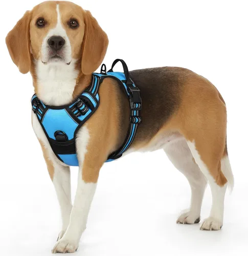 Vista 48 de Eagloo Arnés para perro pequeño, sin tirones, chaleco de servicio con tiras reflectantes y asa de control, ajustable y cómodo para caminar, arnés