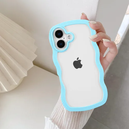 Vista 9 de QLTYPRI Funda compatible con iPhone 7/8/SE, bonita funda transparente con marco ondulado rizado para niñas y mujeres, funda protectora de TPU