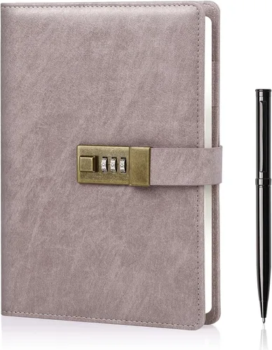 Vista 12 de WEMATE Diario con Cerradura, Diario A5 de Cuero PU con Cerradura 240 Páginas, Diario de Cerraduras Vintage, Cuaderno de Contraseña con Bolígrafo