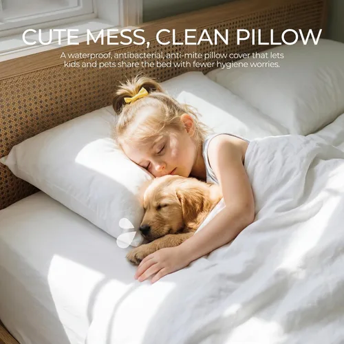 Vista 7 de FAUNNA Protectores de almohada impermeables 100% algodón, con cremallera