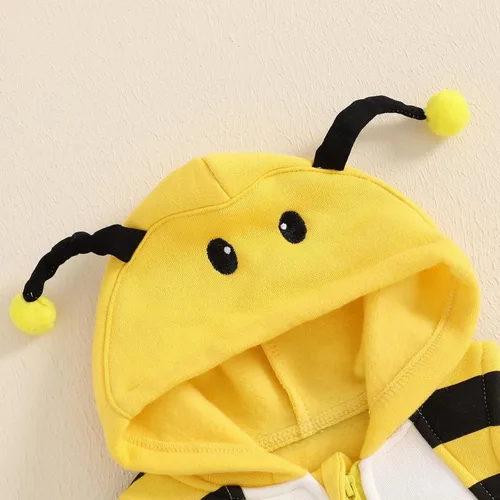 Vista 4 de Madjtlqy Disfraz de Halloween para bebé, ropa con capucha y calcetines largos Abeja