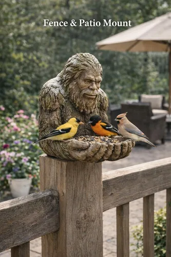 Vista 6 de Bigfoot - Comedero para pájaros de árbol – Sasquatch Big Foot Birdfeeder – Escultura de alimentación de pájaros de invierno estatua de jardín