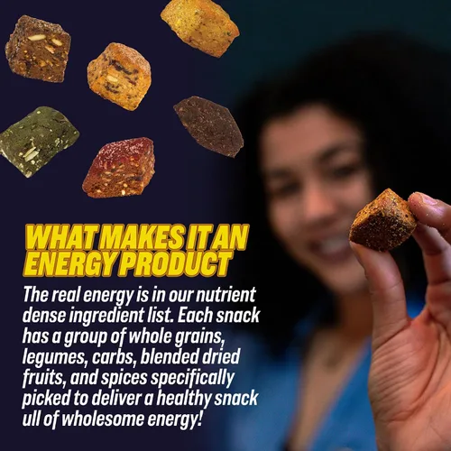 Vista 6 de SPARK BITES – Paquete variado de 6 (uno de cada sabor), sin alérgenos, a base de plantas, aperitivo energético saludable – Una liberación constante