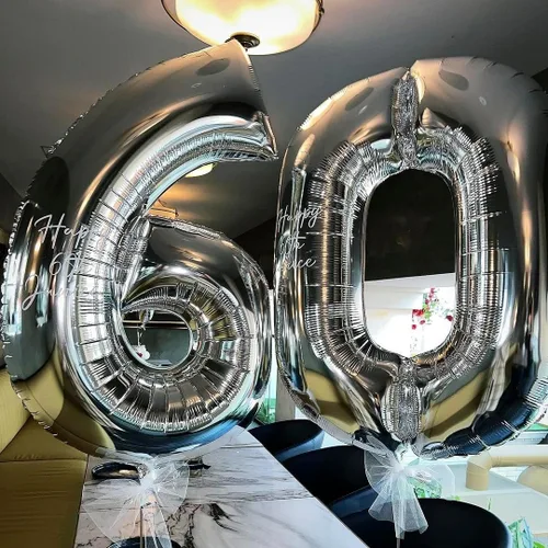 Vista 3 de Globos de 0 números plateados 0 globos de número 40 pulgadas número 0 globos de aluminio Mylar