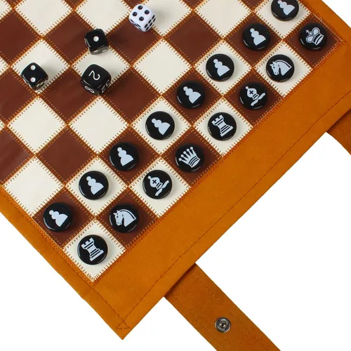 Vista 5 de Andux Juego de ajedrez portátil de microfibra de backgammon plegable PGSLQ-01 (ajedrez 3 en 1 - marrón)