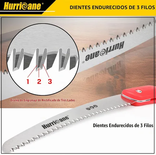 Vista 4 de HURRICANE Sierra plegable/implemento de poda de 10 pulgadas/engranaje de corte de madera/cortador de árbol de campamento con hoja curva SK5/dientes